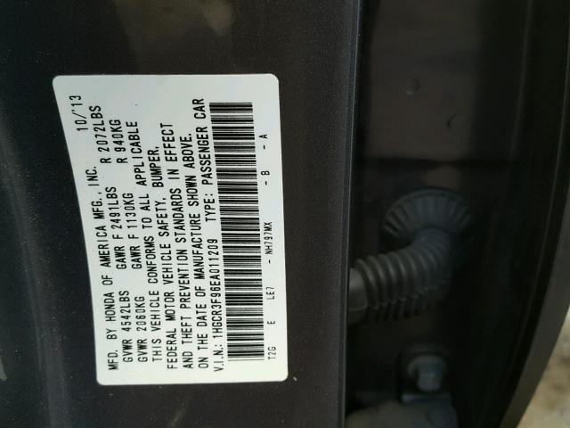 1HGCR3F96EA011209 - 2014 HONDA ACCORD TOU GRAY photo 10