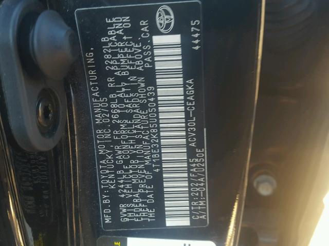 4T1BE32K85U050439 - 2005 TOYOTA CAMRY LE GRAY photo 10