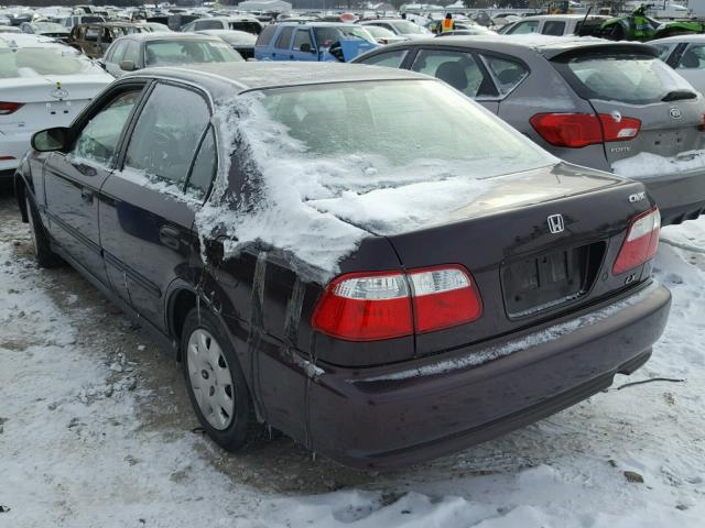 1HGEJ6674YL004669 - 2000 HONDA CIVIC LX MAROON photo 3