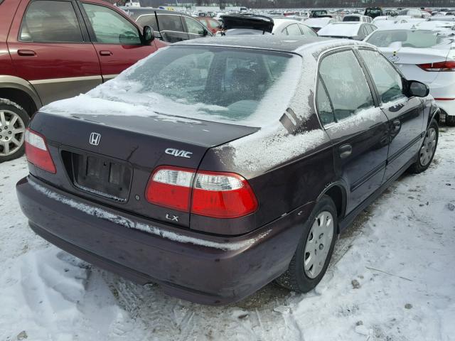 1HGEJ6674YL004669 - 2000 HONDA CIVIC LX MAROON photo 4