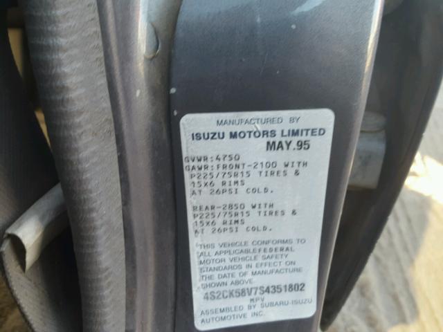 4S2CK58V7S4351802 - 1995 ISUZU RODEO S GRAY photo 10