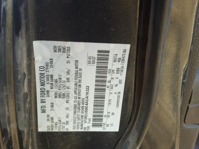 1FMEU5BE4AUA16322 - 2010 FORD EXPLORER S CHARCOAL photo 10