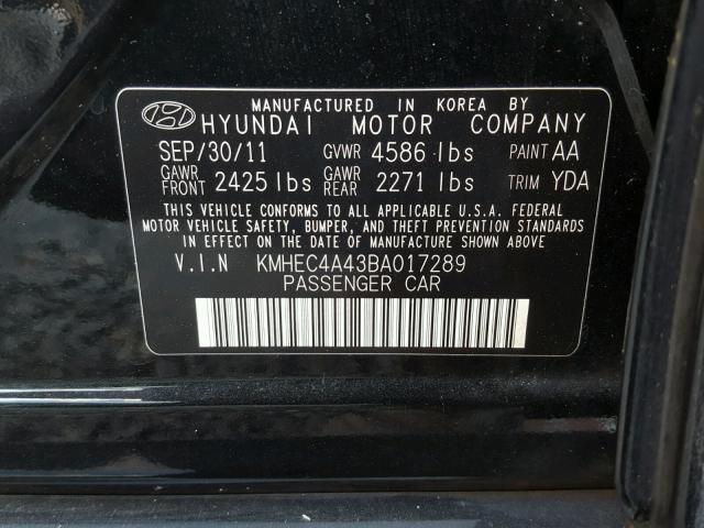 KMHEC4A43BA017289 - 2011 HYUNDAI SONATA HYB BLACK photo 10