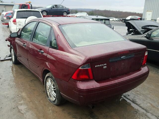 1FAFP34N07W136221 - 2007 FORD FOCUS ZX4 MAROON photo 3