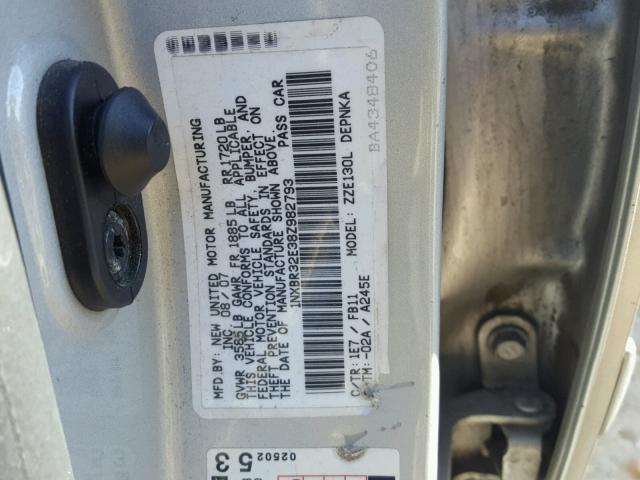 1NXBR32E38Z982793 - 2008 TOYOTA COROLLA CE GRAY photo 10