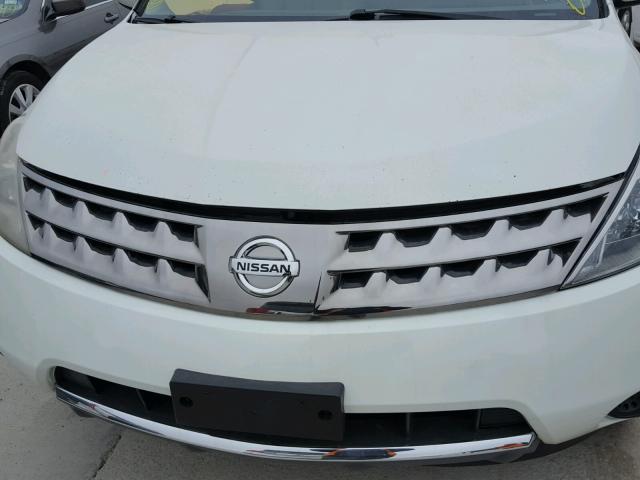 JN8AZ08W17W605465 - 2007 NISSAN MURANO SL WHITE photo 9