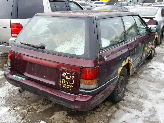 4S4BJ6537R7941294 - 1994 SUBARU LEGACY LS MAROON photo 4