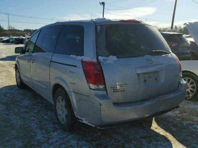 5N1BV28U74N312866 - 2004 NISSAN QUEST S GRAY photo 3