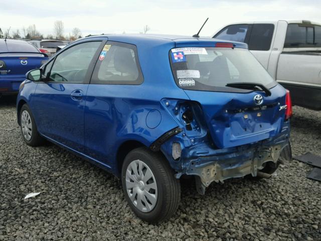 VNKJTUD36FA020691 - 2015 TOYOTA YARIS BLUE photo 3