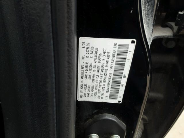 19UUA66285A080452 - 2005 ACURA TL GRAY photo 10