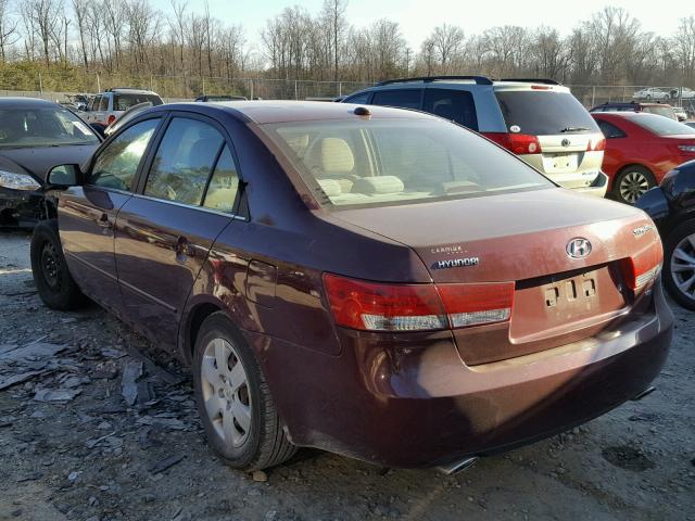 5NPET46F58H326102 - 2008 HYUNDAI SONATA GLS BURGUNDY photo 3