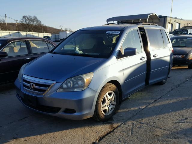 5FNRL387X7B029762 - 2007 HONDA ODYSSEY EX BLUE photo 2