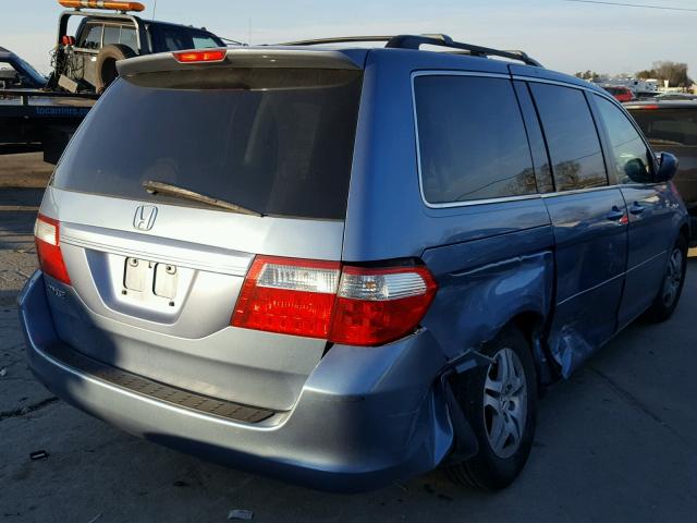 5FNRL387X7B029762 - 2007 HONDA ODYSSEY EX BLUE photo 4