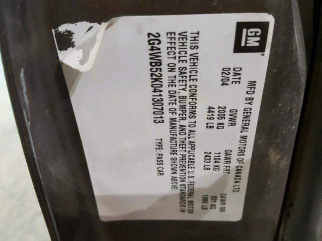 2G4WB52K041307013 - 2004 BUICK REGAL LS GOLD photo 10