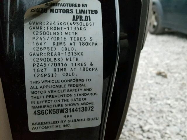 4S6CK58W314413072 - 2001 HONDA PASSPORT E 黑色 照片 10