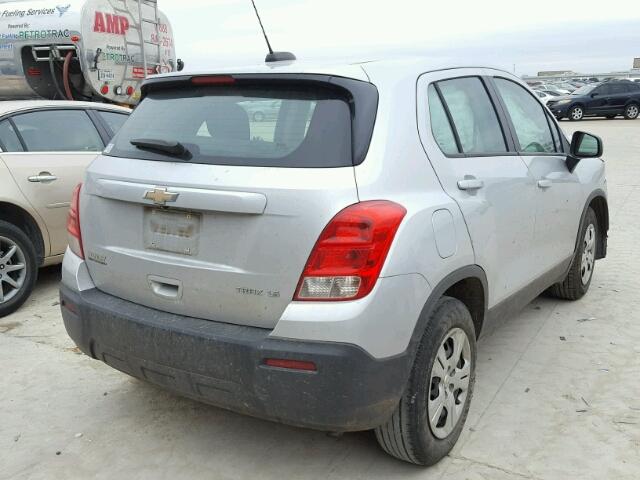 3GNCJKSB5FL245920 - 2015 CHEVROLET TRAX LS SILVER photo 4