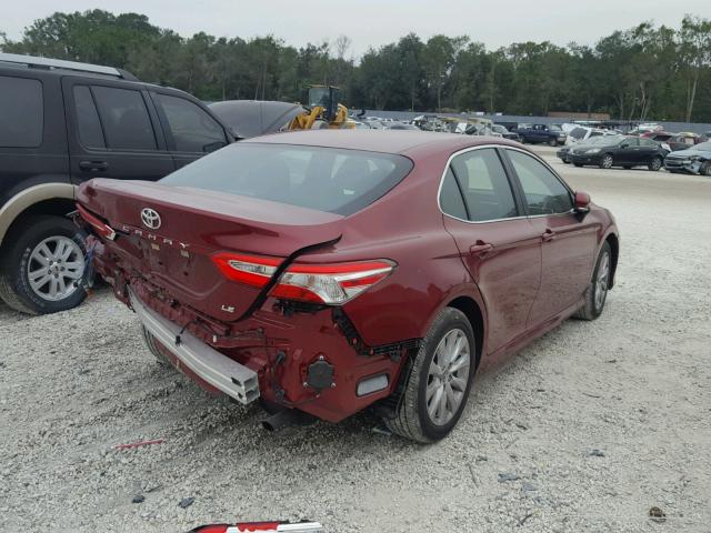 4T1B11HK0JU539127 - 2018 TOYOTA CAMRY L RED photo 4