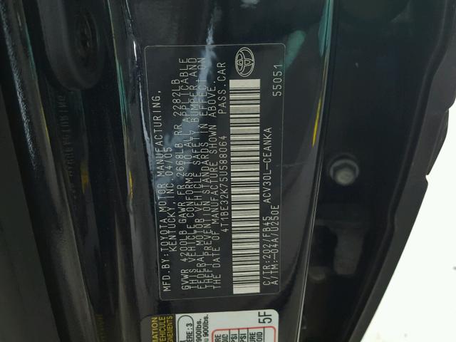 4T1BE32K75U588064 - 2005 TOYOTA CAMRY LE შავი ფოტო 10