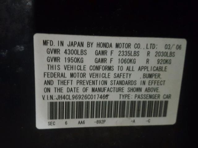 JH4CL96926C017466 - 2006 ACURA TSX BLACK photo 10