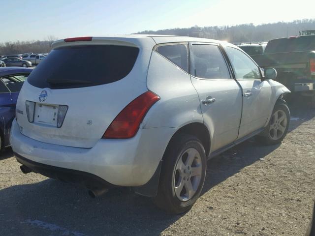 JN8AZ08T25W325640 - 2005 NISSAN MURANO SL WHITE photo 4