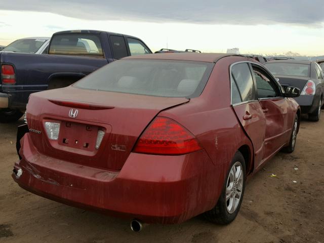 1HGCM56777A207820 - 2007 HONDA ACCORD EX MAROON photo 4