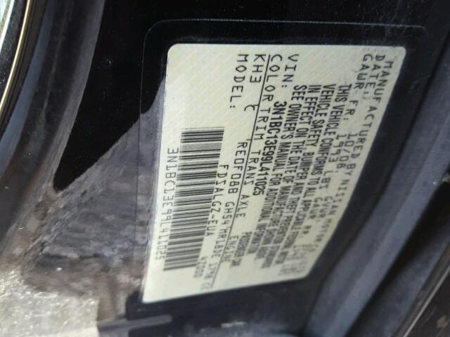 3N1BC13E99L411025 - 2009 NISSAN VERSA S BLACK photo 10