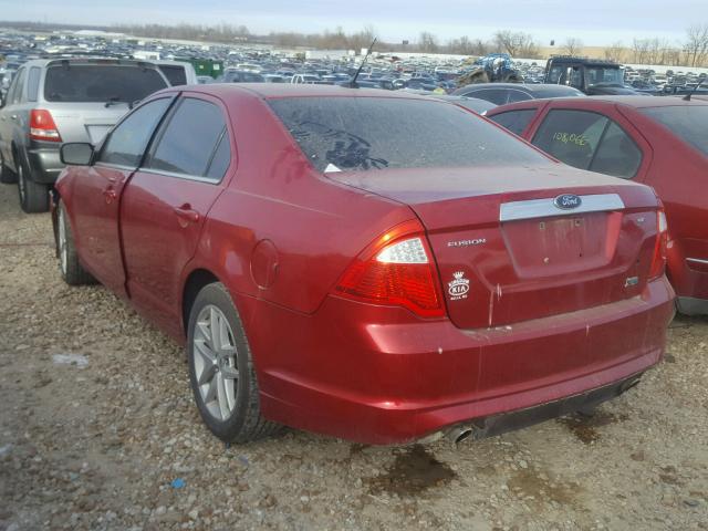 3FAHP0JG7AR331997 - 2010 FORD FUSION SEL RED photo 3