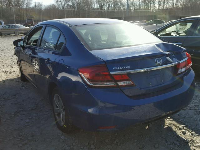 19XFB2E5XEE017276 - 2014 HONDA CIVIC LX BLUE photo 3