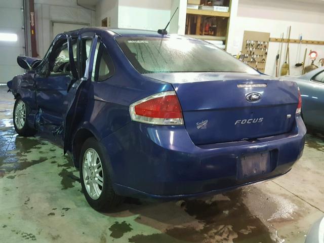 1FAHP35N394101246 - 2009 FORD FOCUS SE BLUE photo 3