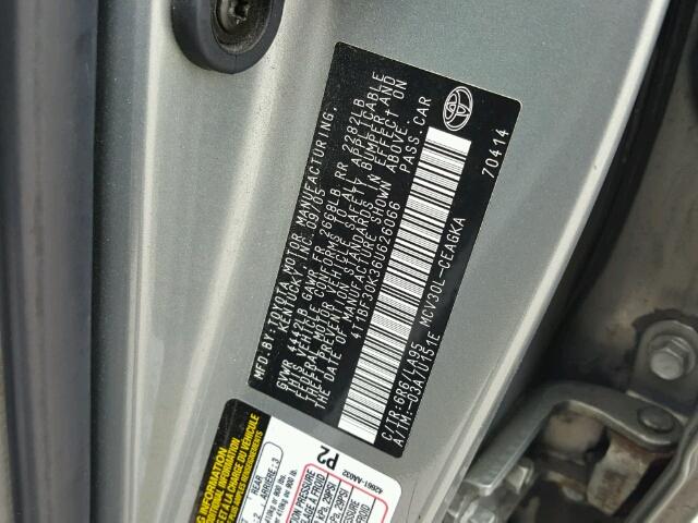 4T1BF30K36U626066 - 2006 TOYOTA CAMRY LE SILVER photo 10