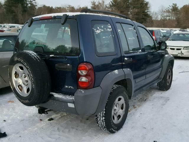 1J4GL48K15W573913 - 2005 JEEP LIBERTY SP BLUE photo 4