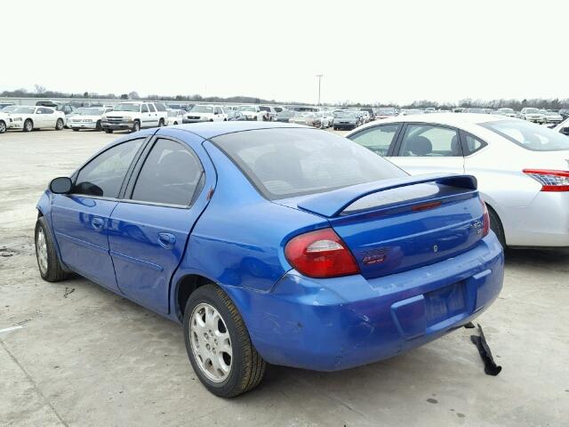 1B3ES56C25D252994 - 2005 DODGE NEON SXT BLUE photo 3