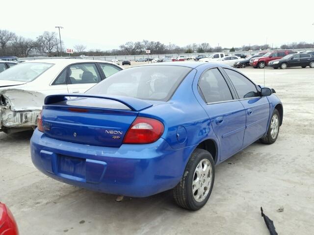 1B3ES56C25D252994 - 2005 DODGE NEON SXT BLUE photo 4