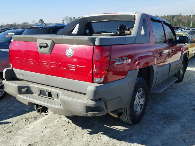 3GNEK13T12G185175 - 2002 CHEVROLET AVALANCHE RED photo 4