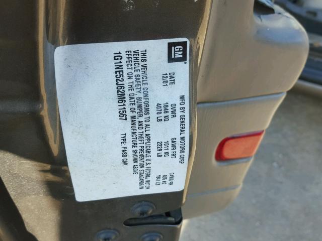 1G1NE52J62M611567 - 2002 CHEVROLET MALIBU LS GRAY photo 10