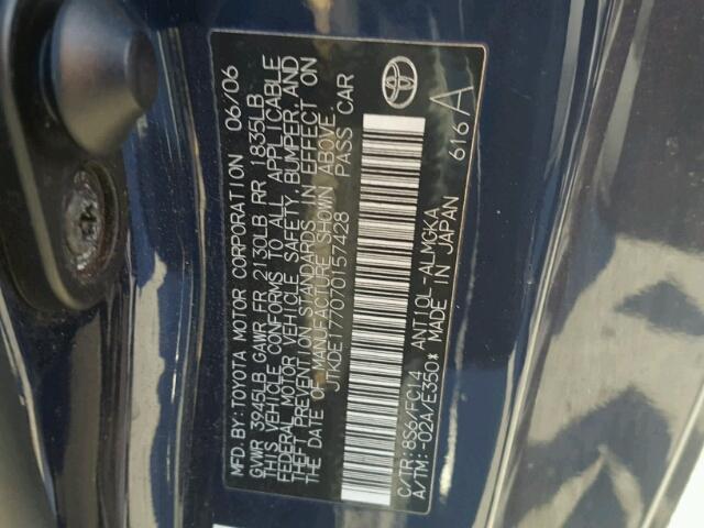 JTKDE177070157428 - 2007 TOYOTA SCION TC 蓝色 照片 10