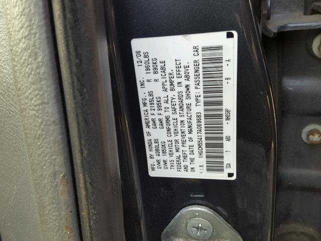 1HGCM55417A069683 - 2007 HONDA ACCORD LX GRAY photo 10