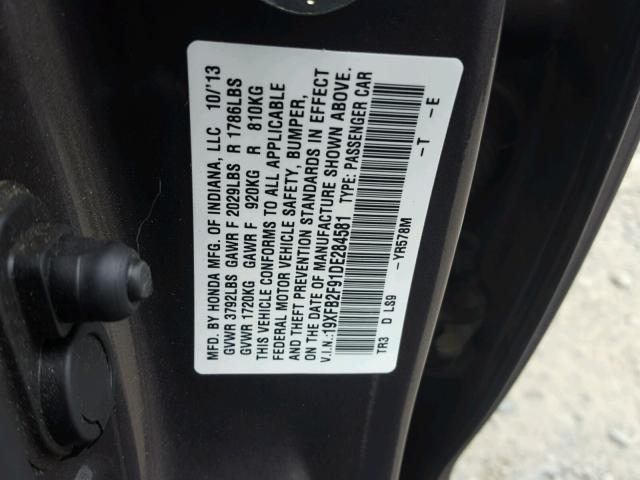 19XFB2F91DE284581 - 2013 HONDA CIVIC EXL GRAY photo 10