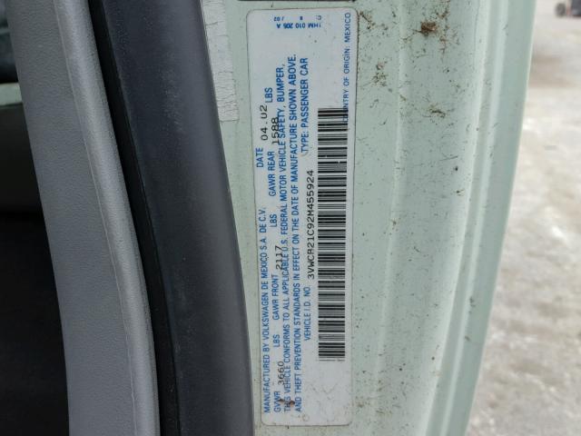 3VWCB21C92M455924 - 2002 VOLKSWAGEN NEW BEETLE 白色 照片 10