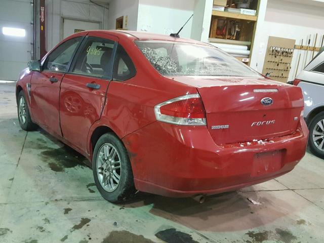 1FAHP35N38W254336 - 2008 FORD FOCUS SE RED photo 3