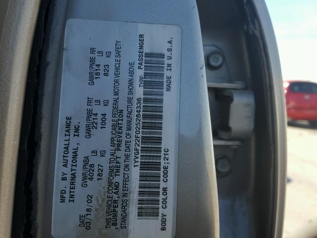 1YVGF22F025284336 - 2002 MAZDA 626 ES TAN photo 10