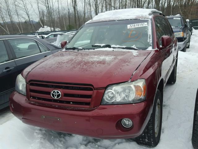 JTEEP21A670199775 - 2007 TOYOTA HIGHLANDER RED photo 2