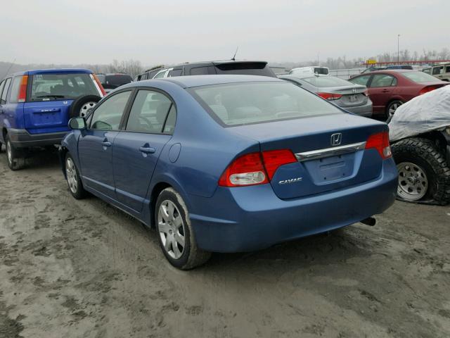 19XFA16529E001851 - 2009 HONDA CIVIC LX BLUE photo 3