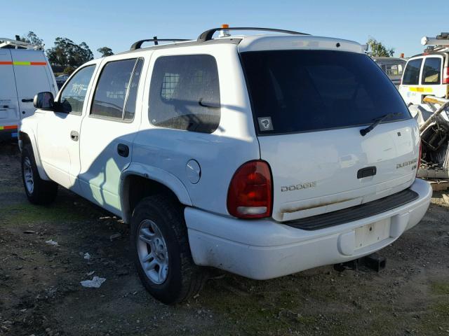 1D4HS48ZX3F595788 - 2003 DODGE DURANGO SL WHITE photo 3