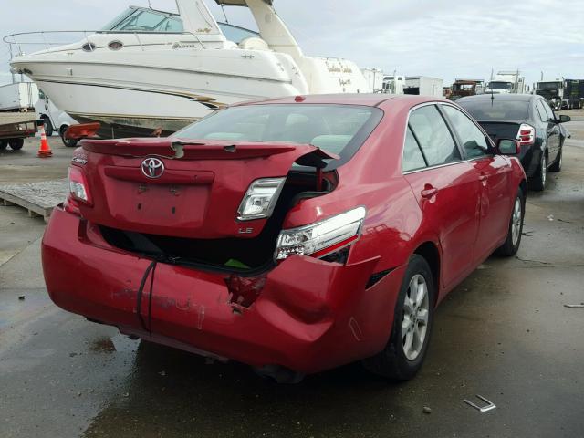 4T4BF3EK2BR177374 - 2011 TOYOTA CAMRY BASE RED photo 4