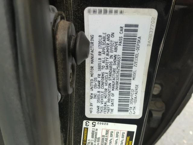 1NXBR32E26Z586657 - 2006 TOYOTA COROLLA CE BLACK photo 10