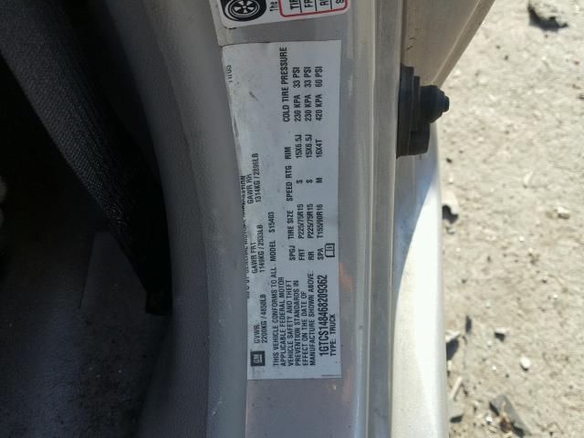 1GTCS148468209362 - 2006 GMC CANYON SILVER photo 10