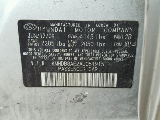 KMHDB8AE2AU051915 - 2010 HYUNDAI ELANTRA TO SILVER photo 10