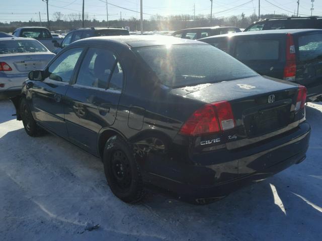 2HGES16555H516318 - 2005 HONDA CIVIC LX BLACK photo 3