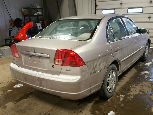 1HGES155X2L076547 - 2002 HONDA CIVIC LX BEIGE photo 4